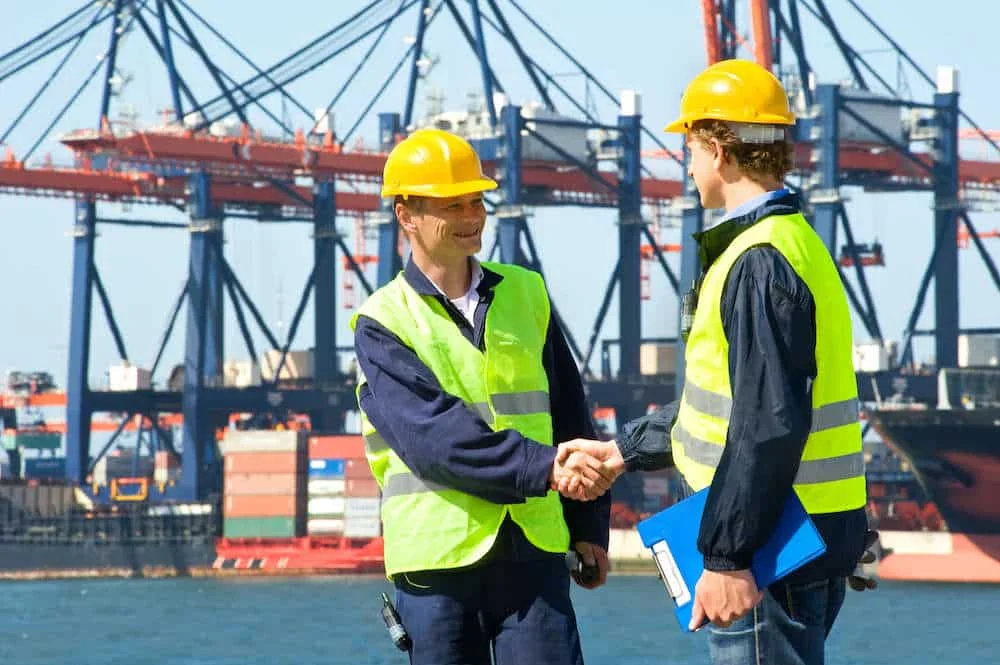 Maritime professionals at a port